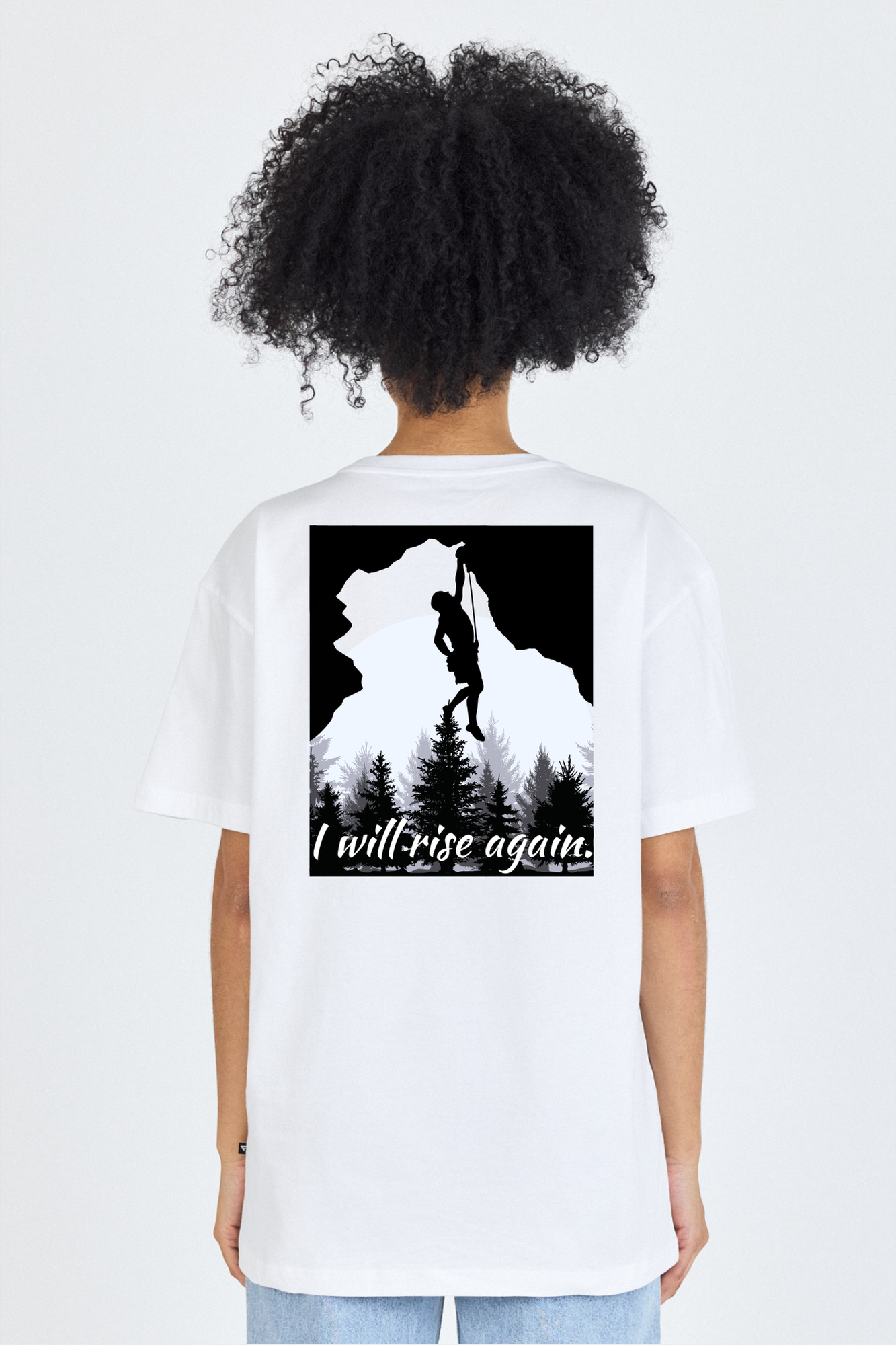 FİHA/2085-UNISEX ÖN ARKA BASKILI T-SHIRT - BEYAZ