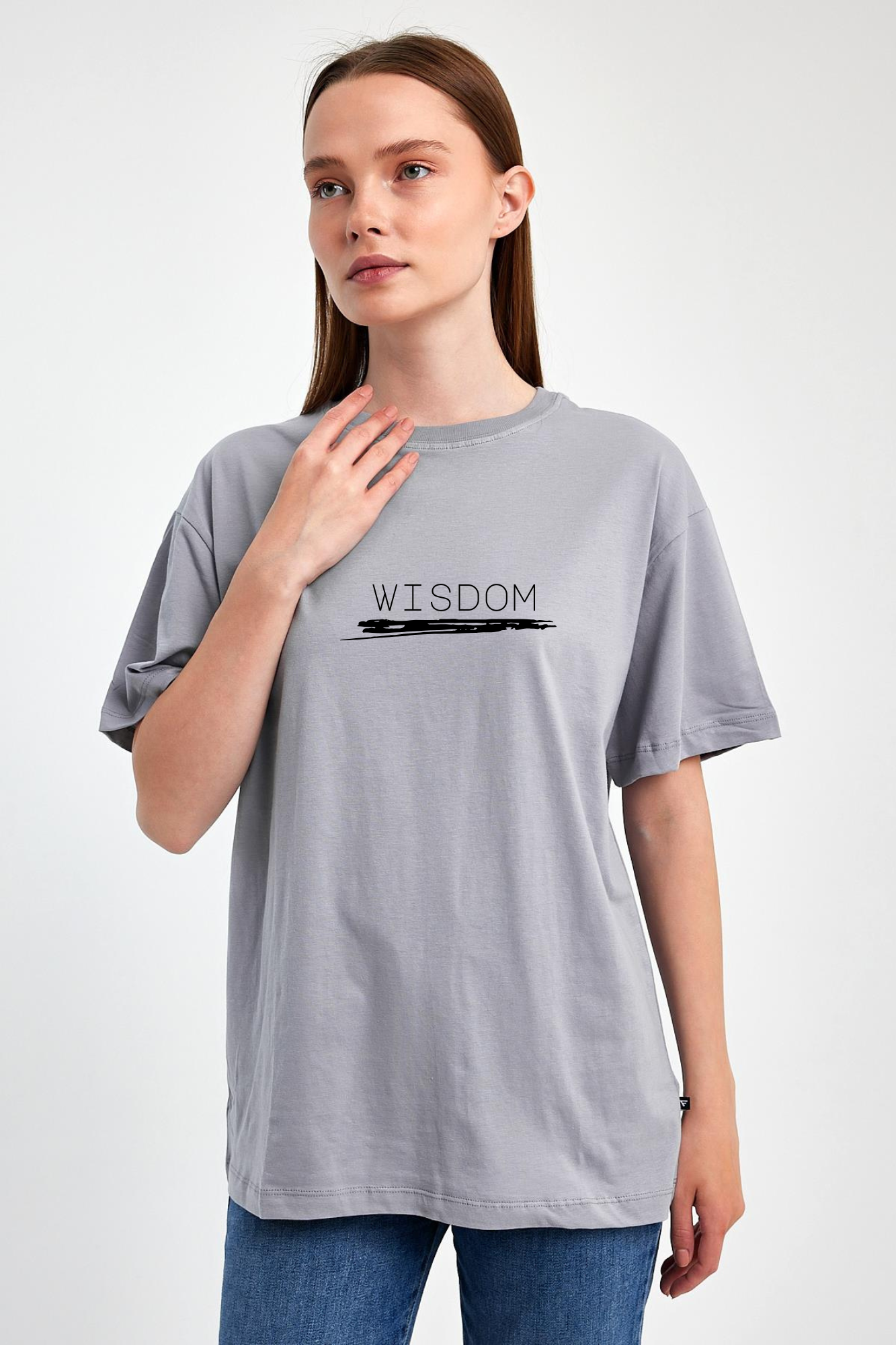 FİHA/2511-UNİSEX OVERSIZE BASKILI SIFIR YAKA TSHIRT - LİLA