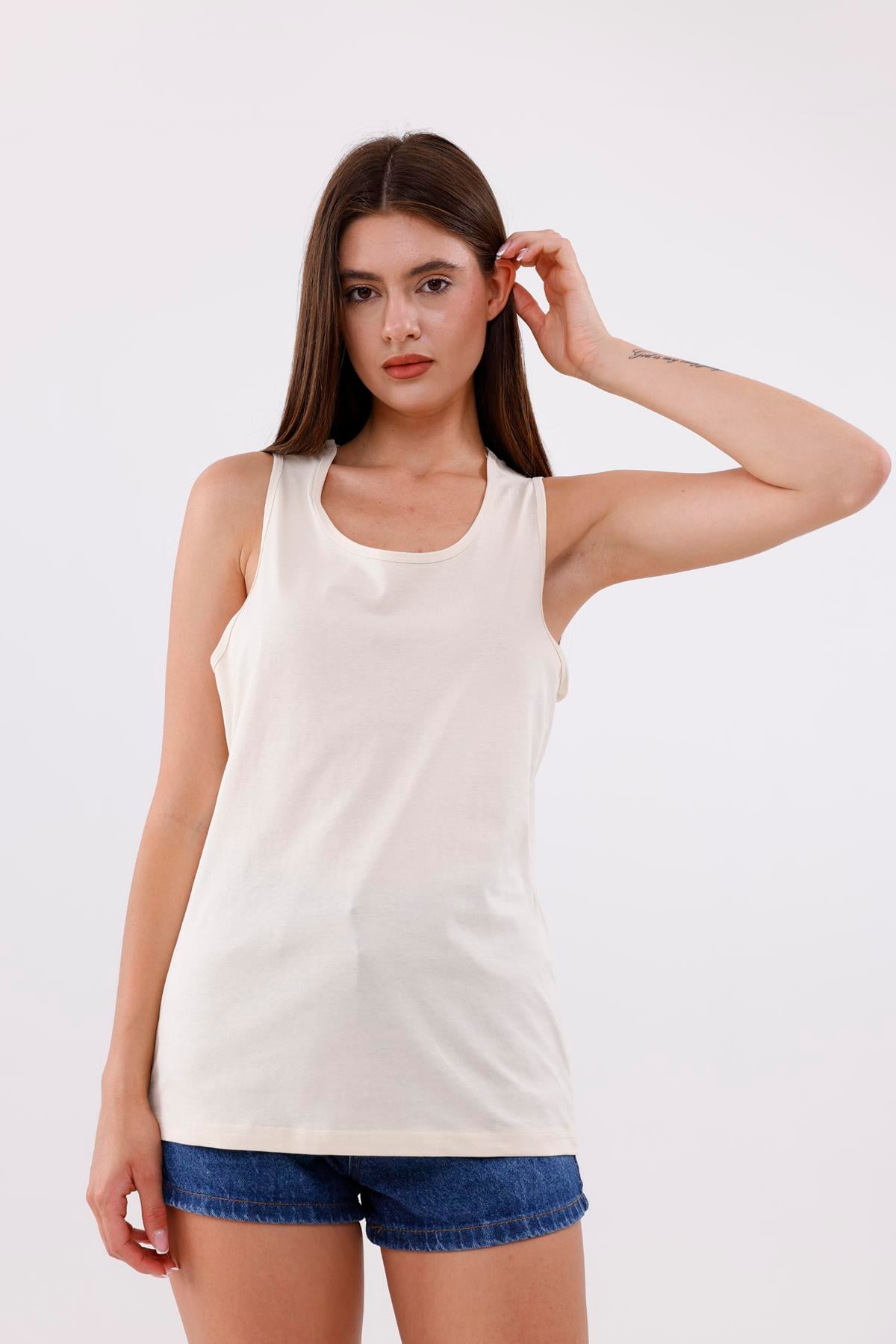 FİHA/3096-UNISEX SIFIR KOL ATLET - BEJ