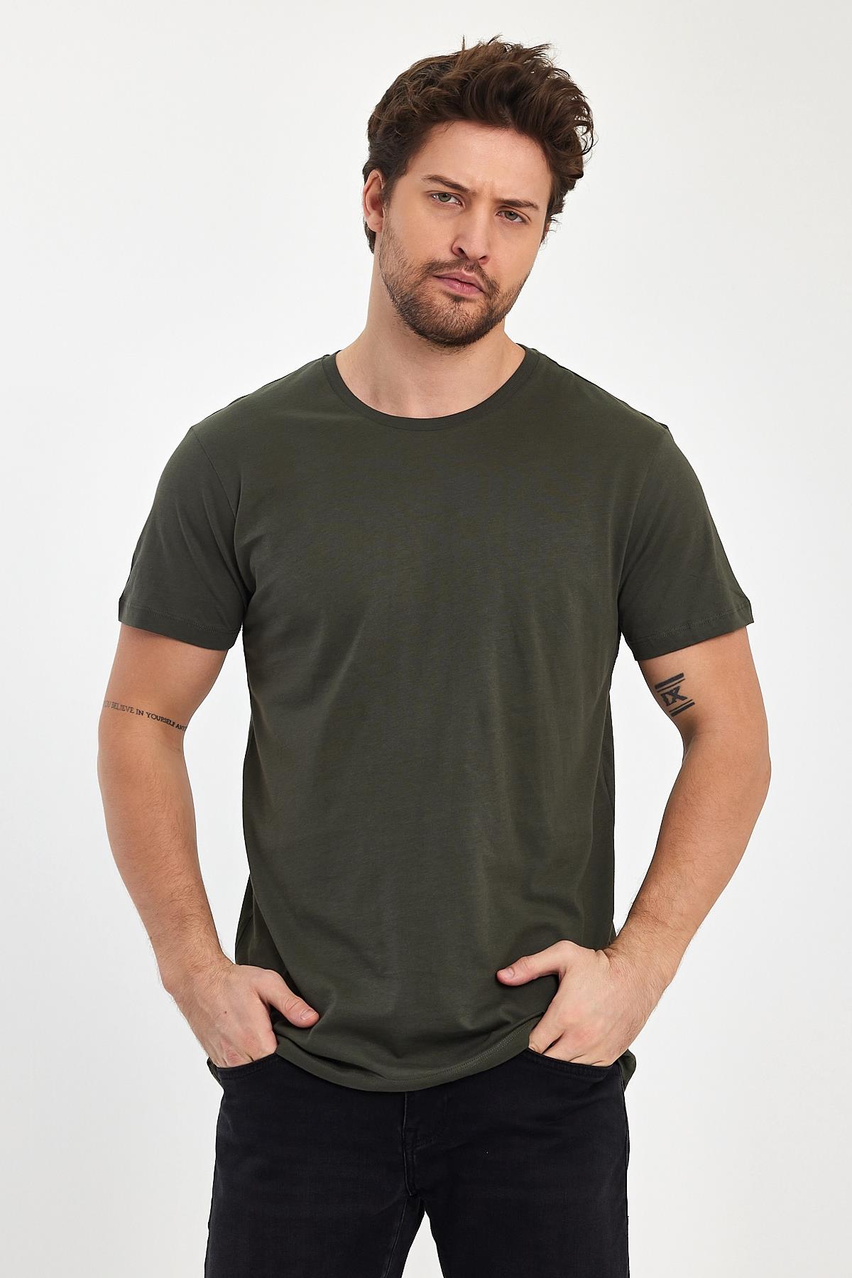 FİHA/7010-ERKEK COMPACT PENYE SIFIR YAKA T-SHIRT - HAKİ