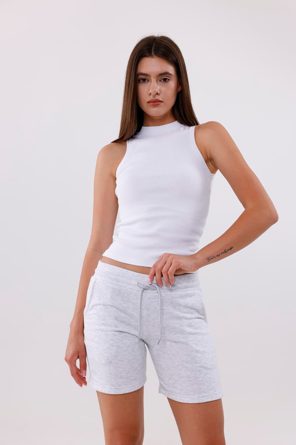 FİHA/7539-KADIN 3 İPLİK ŞORT - KARMELANJ