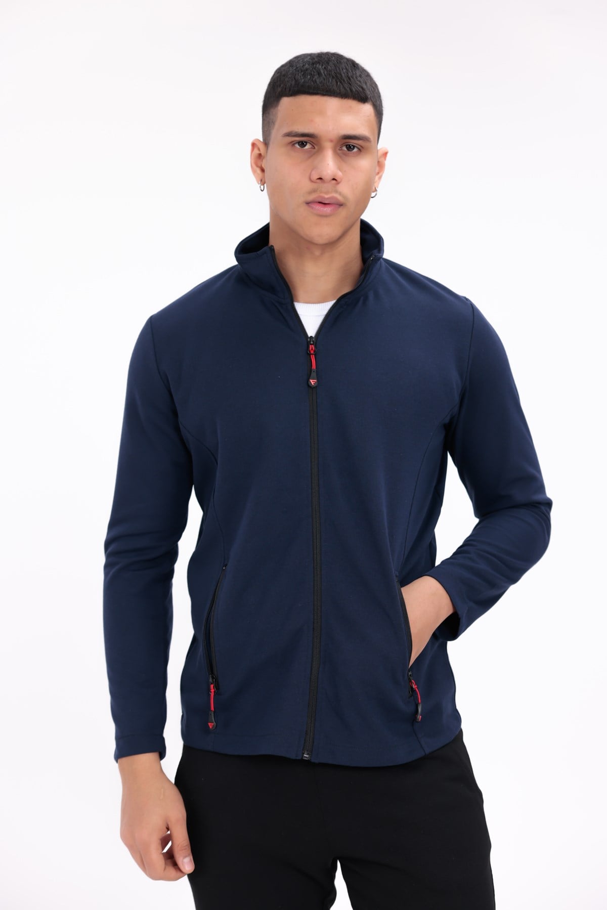 FİHA/8115-ERKEK ÇELİKLİ İNTERLOK SWEATSHİRT - LACİVERT