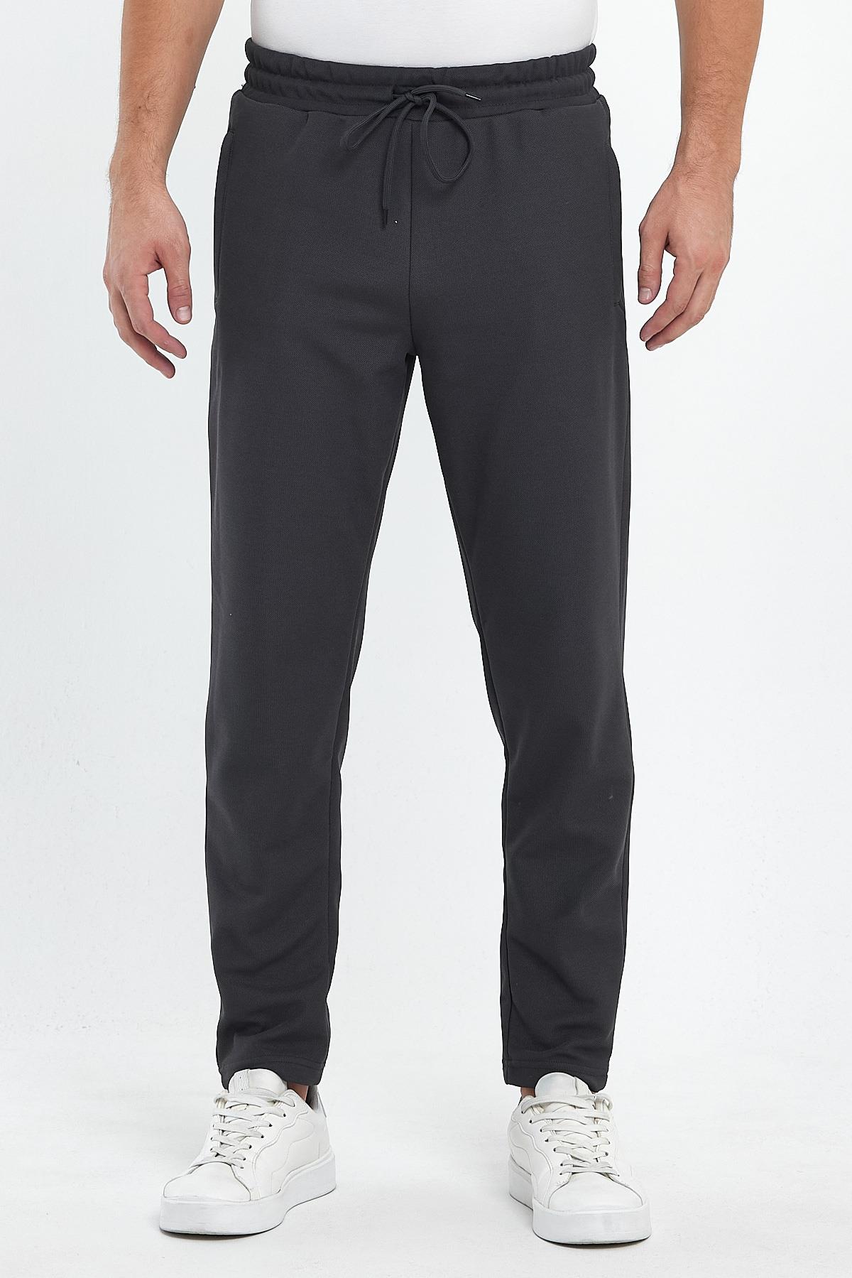 FİHA/8813-ERKEK ŞARDONLU POLYESTER PİKE CEP FERM.EŞOFMAN ALTI - FÜME