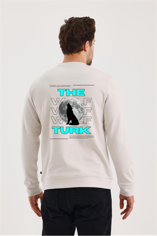 FİHA/2080 UNISEX ÖN ARKA BASKILI SIFIR YAKA SWEAT - TAŞ