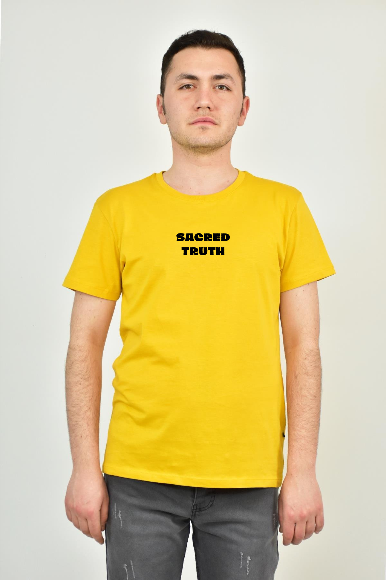FİHA/2058-ERKEK BASKILI COMPACT SIFIR YAKA TSHIRT - SUN FLOWER