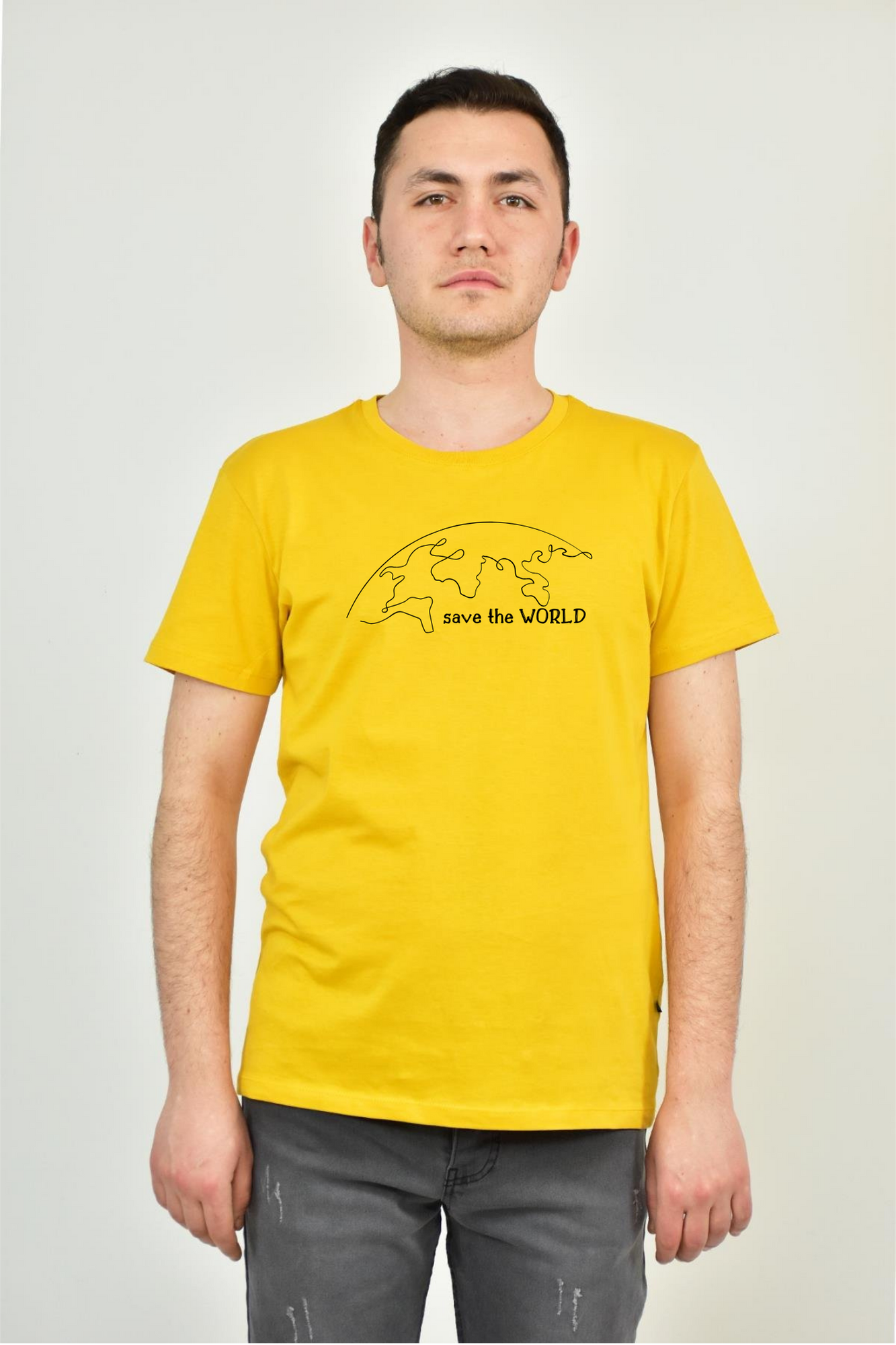 FİHA/2076-ERKEK BASKILI KOMPAK SIFIR YAKA TSHIRT - SUN FLOWER