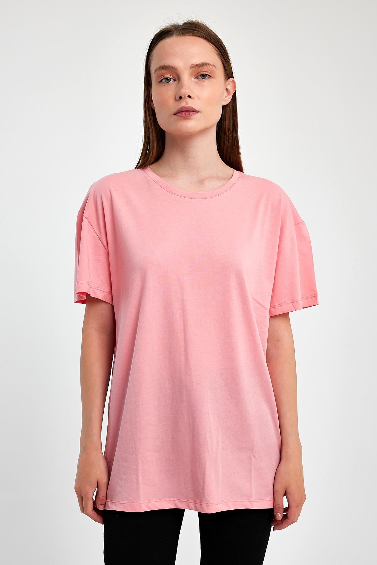 FİHA/3009-KADIN OVERSIZE T-SHIRT - PEMBE