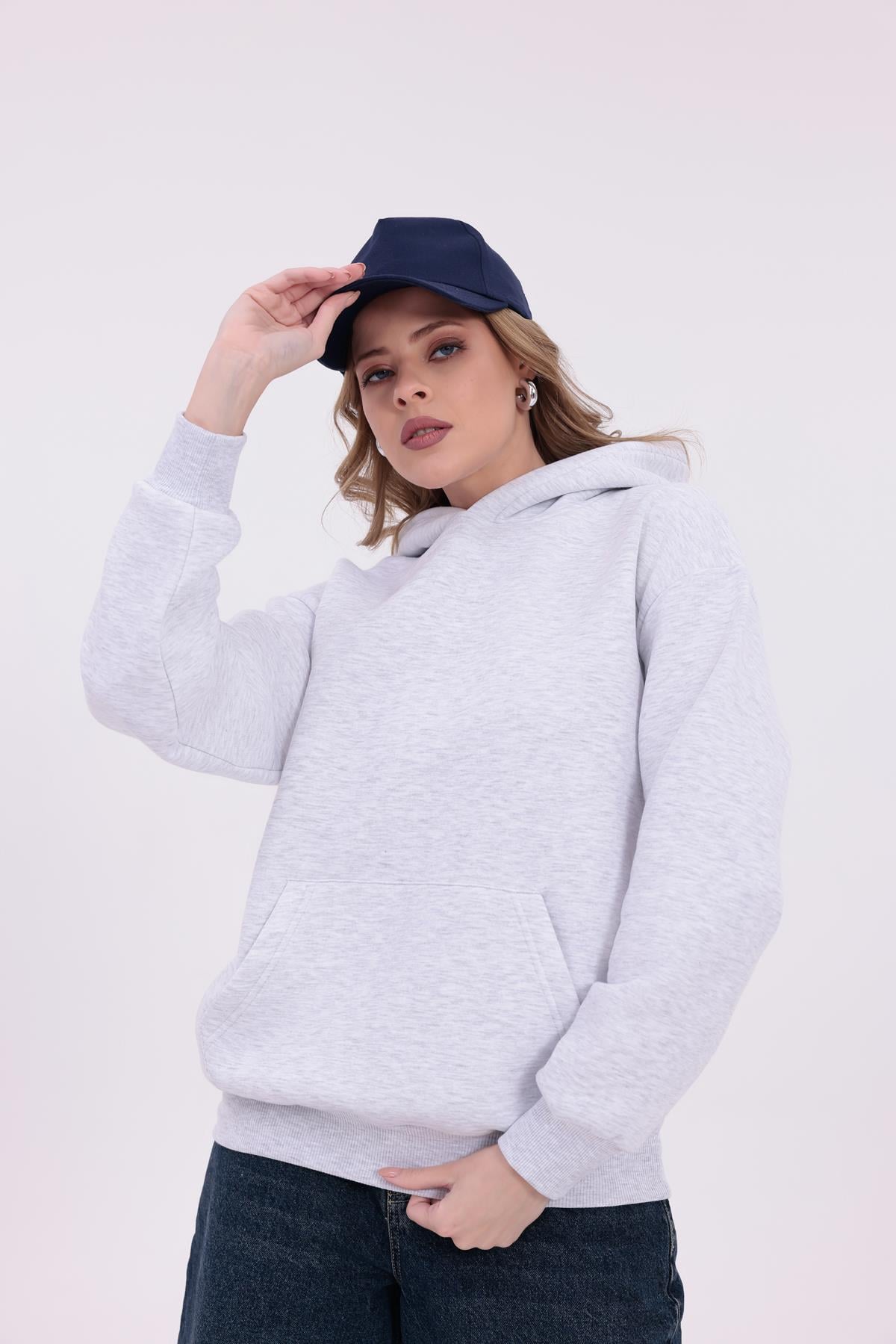 FİHA/5019-UNISEX 3 İPLİK ŞARDONLU KAPŞONLU SWEAT - KARMELANJ