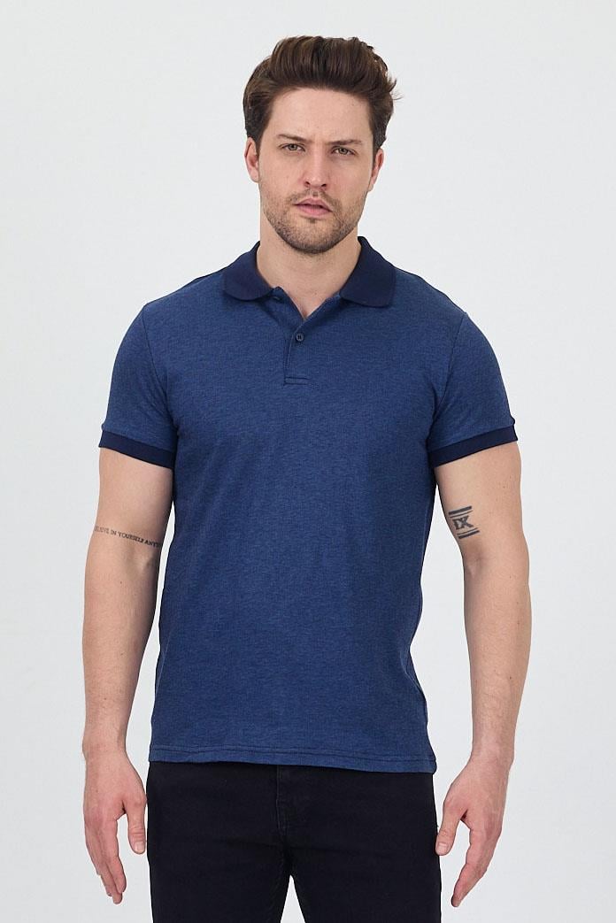 FİHA/7020-ERKEK GARNİ YAKALI POLO TSHIRT - LACİVERT