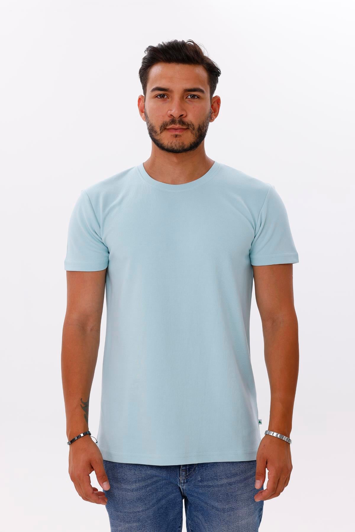 FİHA/7036-ERKEK DOUBLEFACE TSHIRT - AQUATİC
