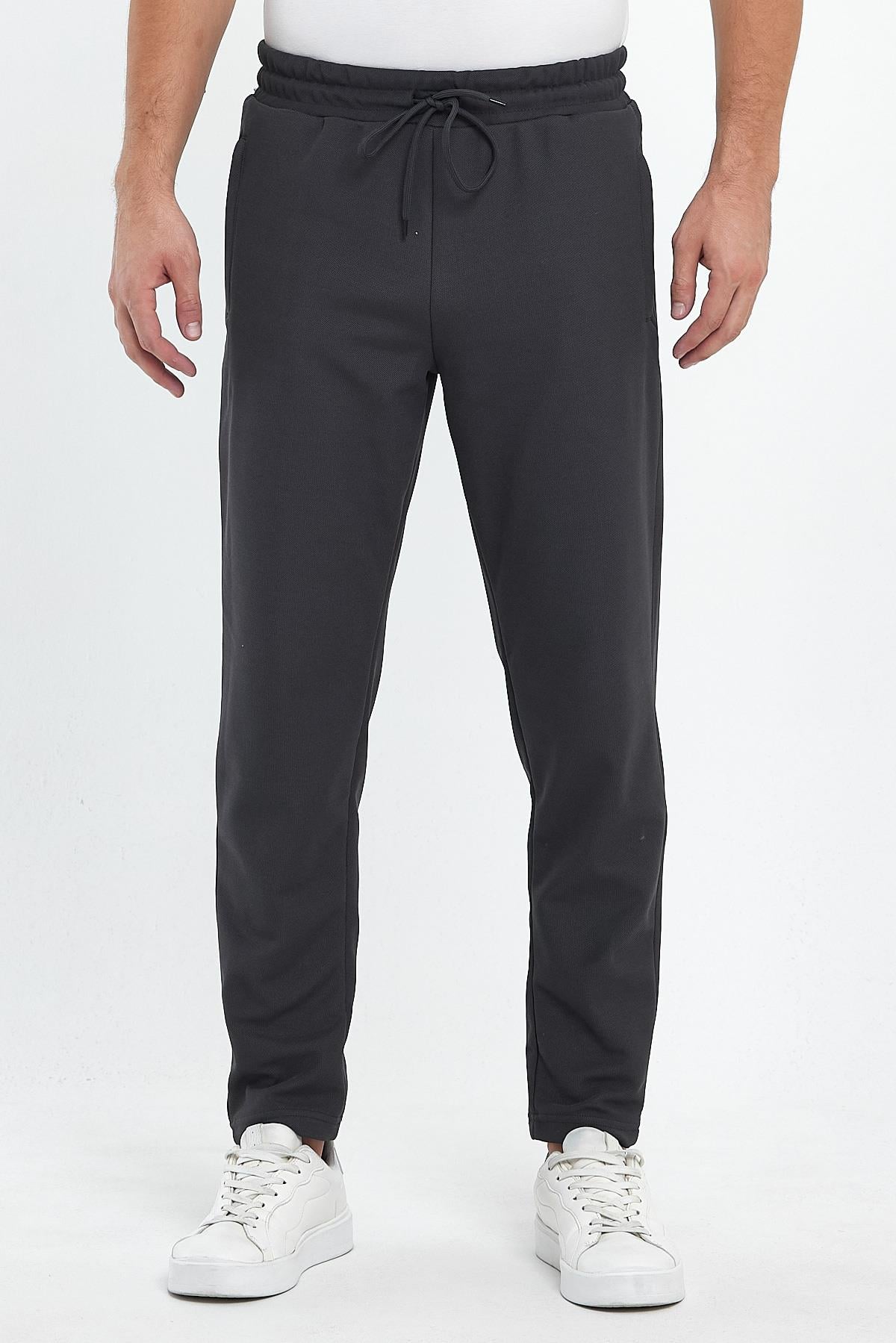 FİHA/8813-ERKEK ŞARDONLU POLYESTER PİKE CEP FERM.EŞOFMAN ALTI - FÜME
