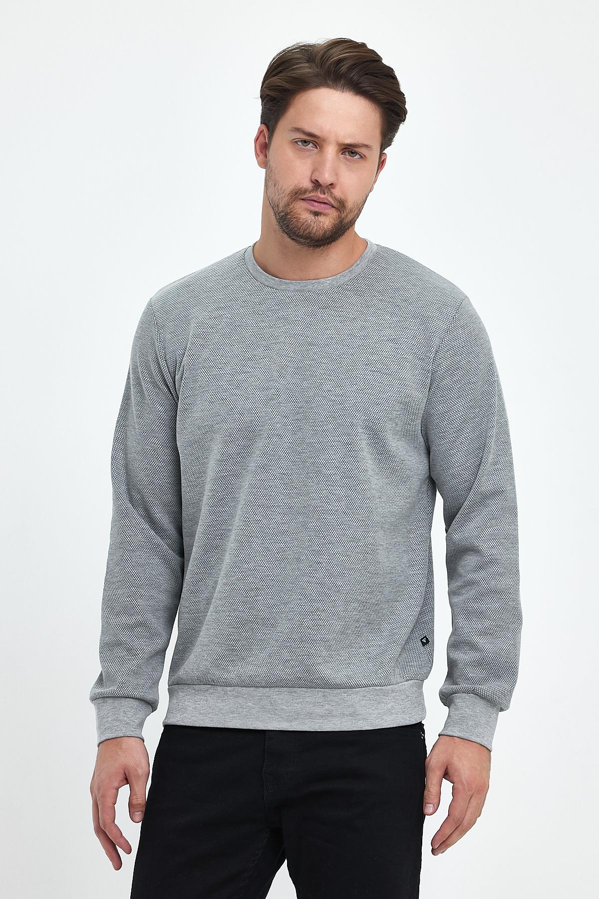 FİHA/9014-ERKEK YAGMUR DESEN SIFIR YAKA SWEAT - GRİ