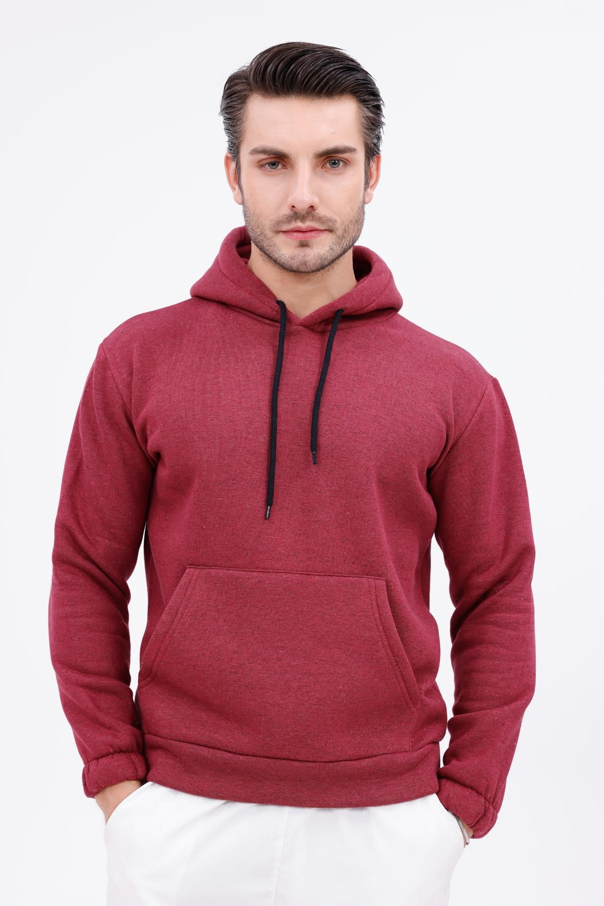 FİHA/9016-ERKEK KOLU LASTİKLİ KAPŞONLU SWEAT - BORDO