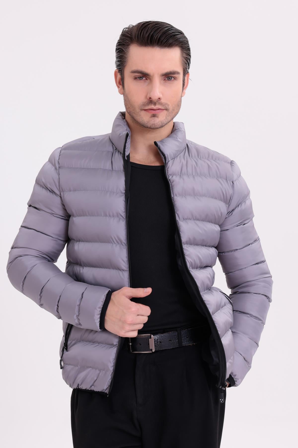 FİHA/9026-ERKEK ŞİŞME MONT - AÇIK GRİ