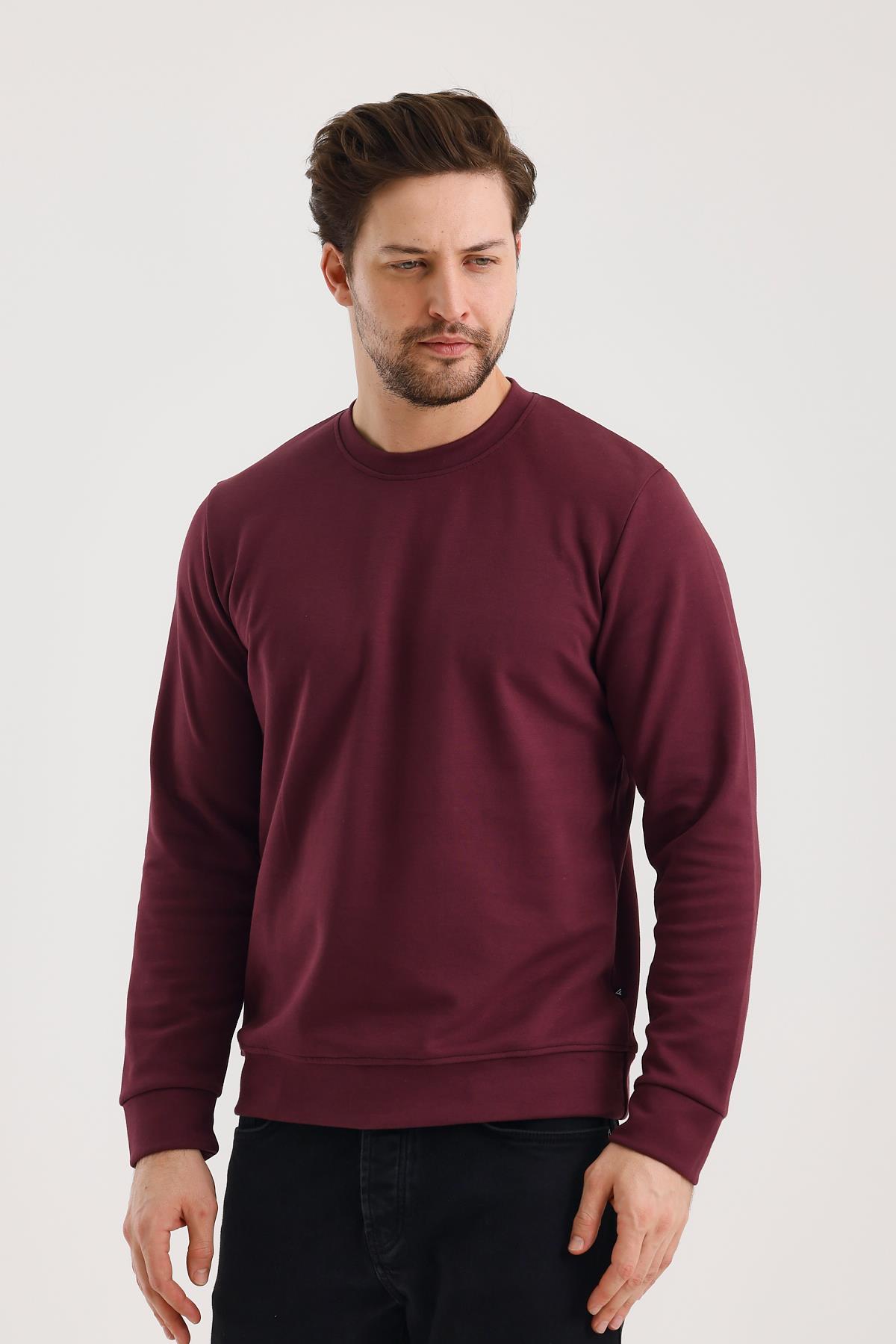 FİHA/9107-UNISEX SIFIR YAKA SWEAT - MAUVE WINE