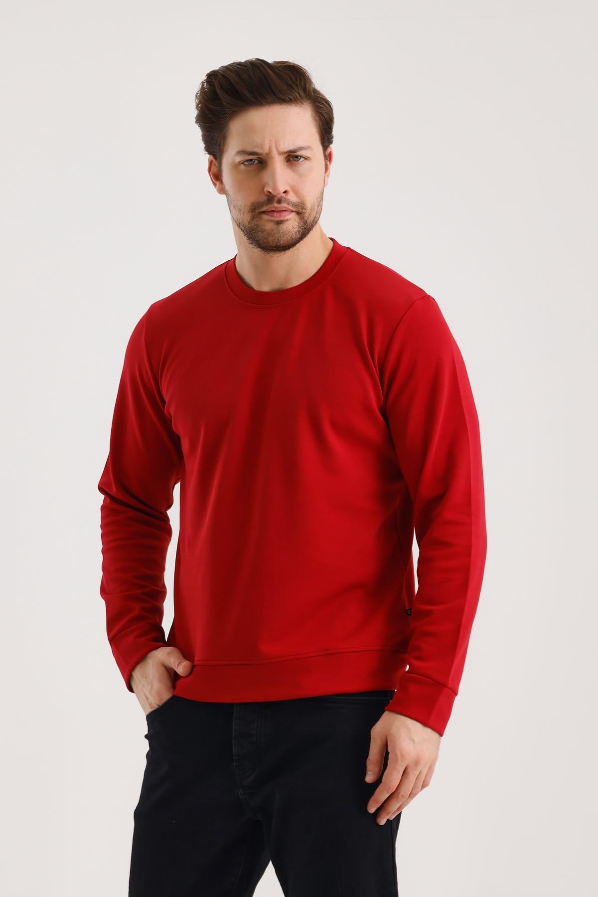 FİHA/9107-UNISEX SIFIR YAKA SWEAT - TANGO RED