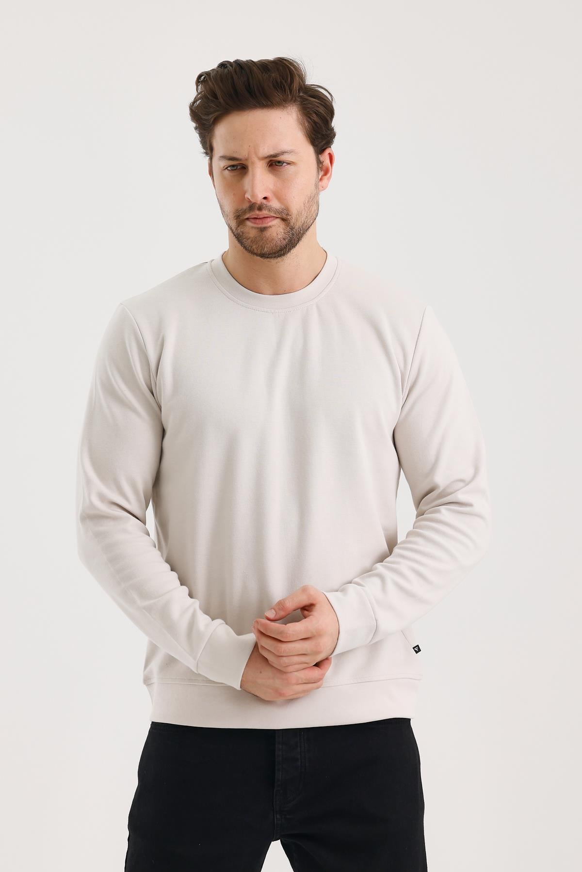 FİHA/9107-UNISEX SIFIR YAKA SWEAT - TAŞ