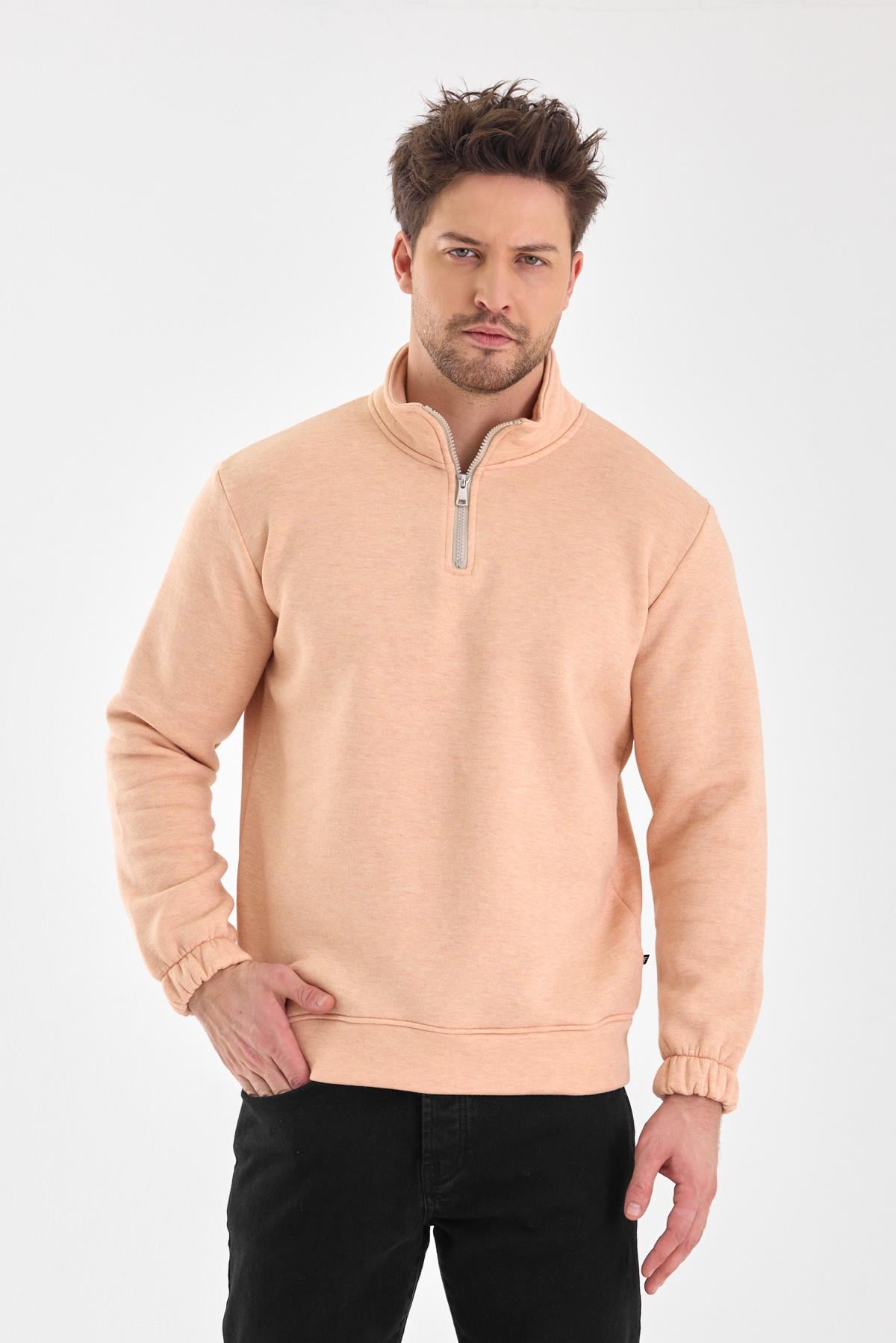 FİHA/9116-ERKEK DİK YAKA YARIM FERMUARLI SWEAT - SOMON