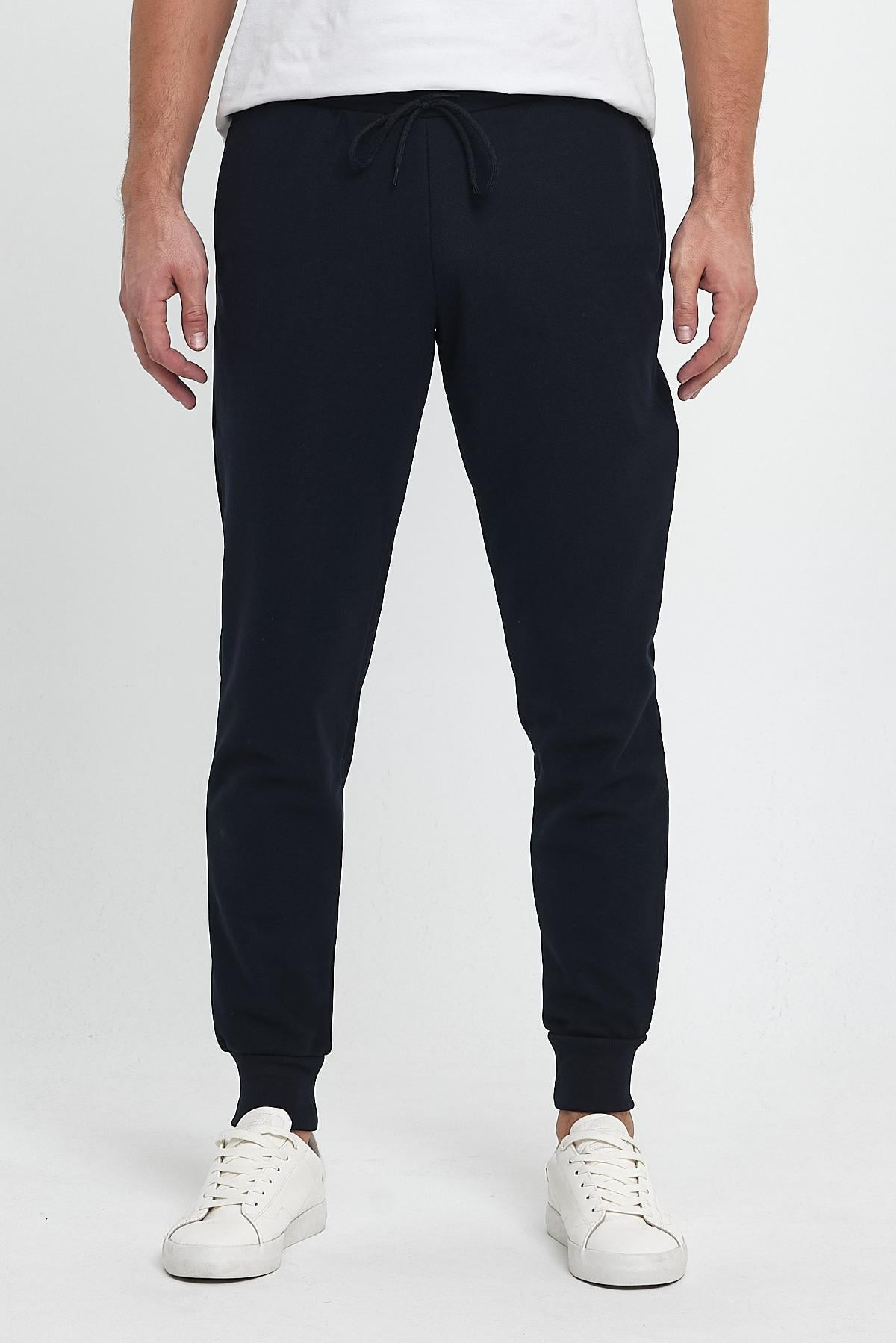 FİHA/9517-ERKEK ŞARDONLU POLYESTER PİKE PAÇA RİBANALI EŞOFMAN ALTI - LACİVERT