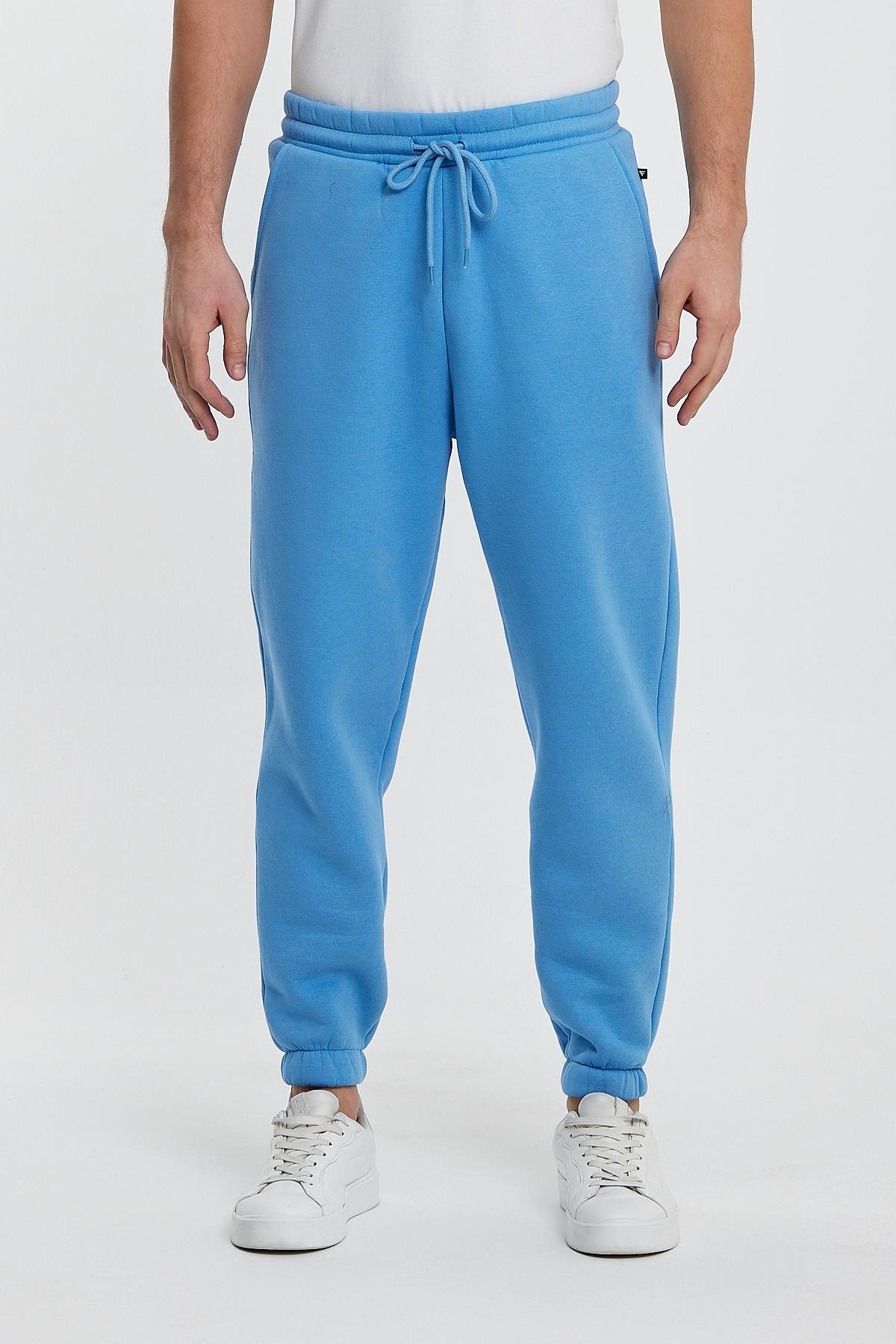 FİHA/9519-3 İPLİK ŞARDONLU OVERSİZE EŞOFMAN ALT - LICHEN BLUE