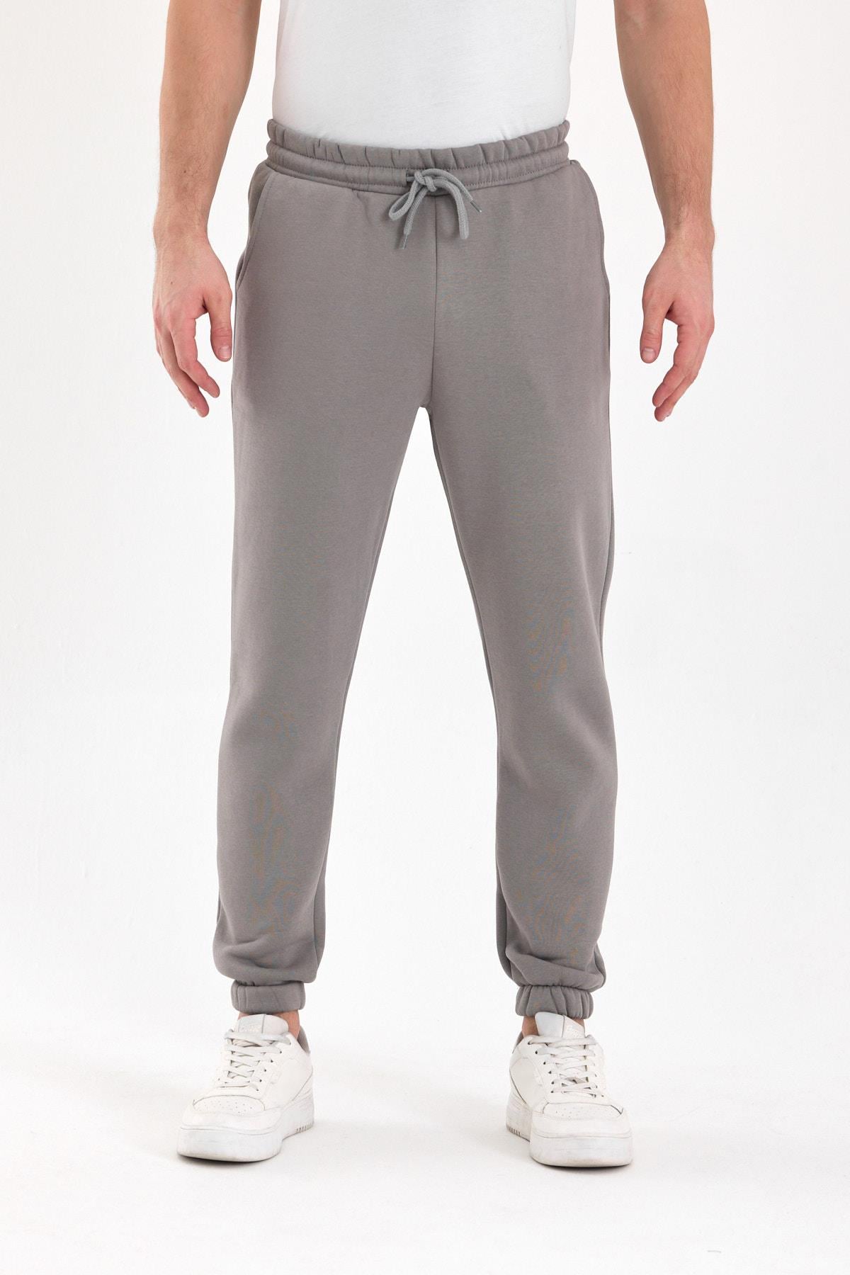 FİHA/9532-UNISEX COMPACT PENYE ŞARDONLU 3 İPLİK EŞOFMAN ALT - GRİ