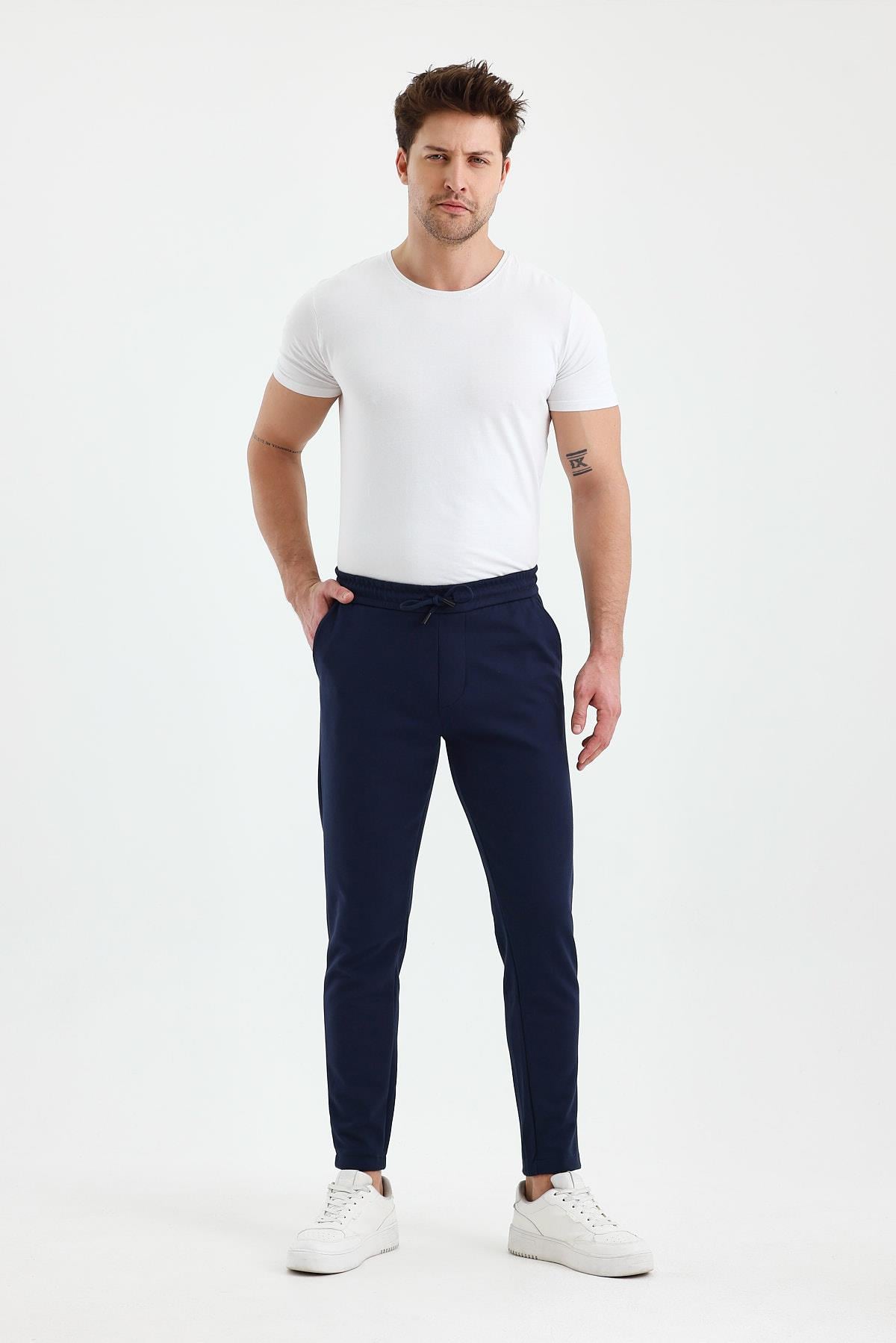 FİHA/9535-ERKEK DÜZ PAÇA JOGGER PANTOLON - LACİVERT