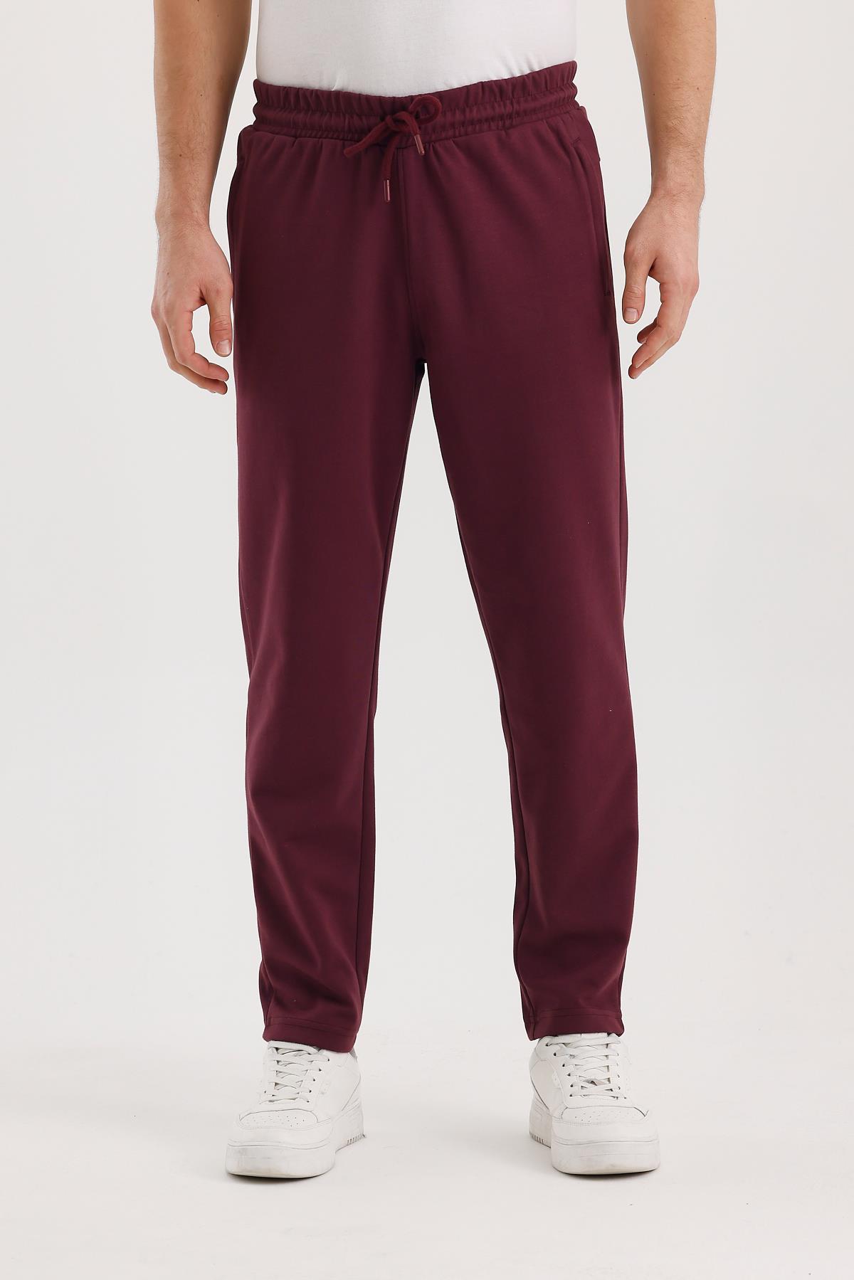 FİHA/9536-ERKEK FLETO CEPLİ DÜZ PAÇA ESOFMAN ALT - MAUVE WINE