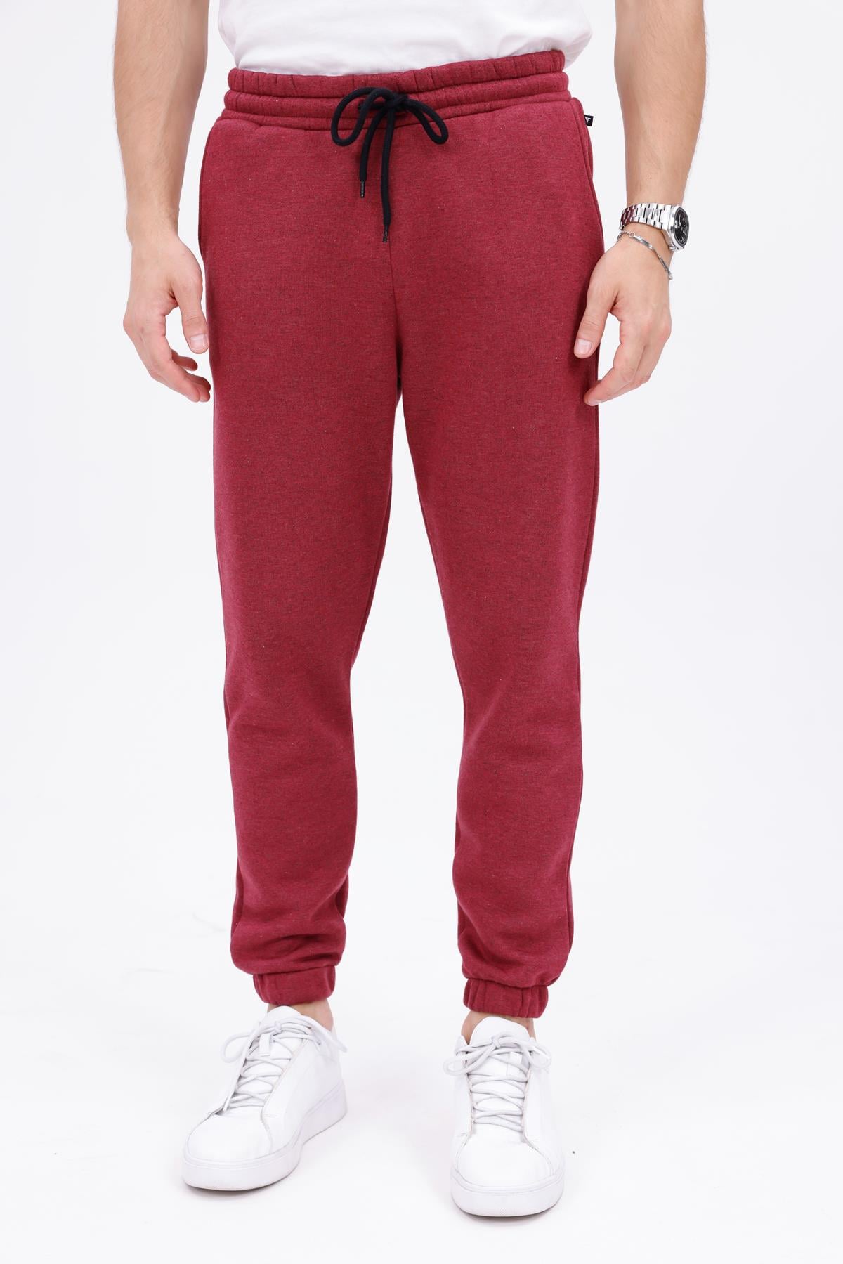FİHA/9545-ERKEK ŞARDONLU 3 İPLİK EŞOFMAN ALT - BORDO