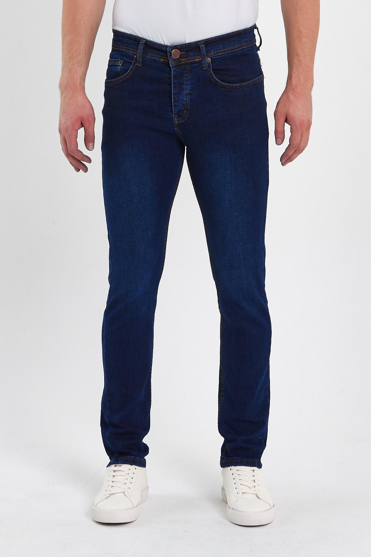 FİHA/AŞTI-8920 ERKEK TAŞLAMALI  KLASİK JEANS - KOYU MAVİ