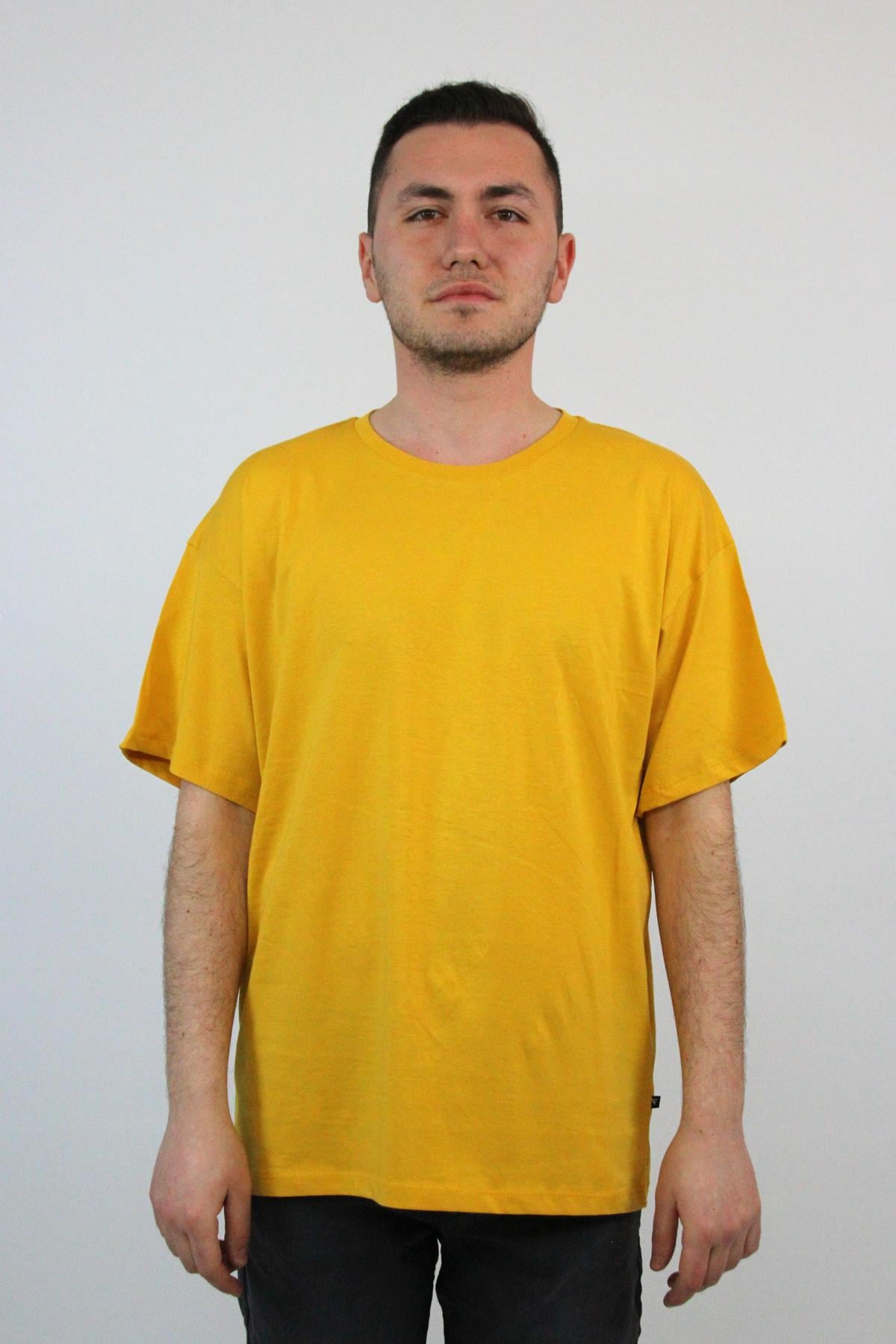 FİHA/GAGİLİÇ-9030 ERKEK OVERSIZE SIFIR YAKA KOMPAK T-SHIRT - SUN FLOWER 
