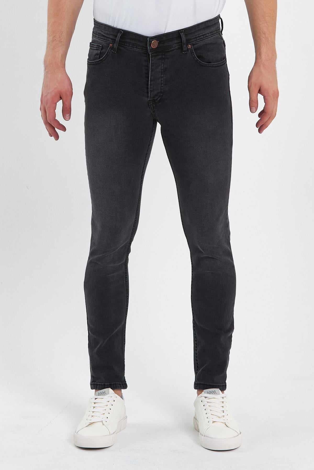 FİHA/GÖLÜK-8940 ERKEK DÜĞMELİ TAŞLI SKİNNY JEANS - ANTRASİT