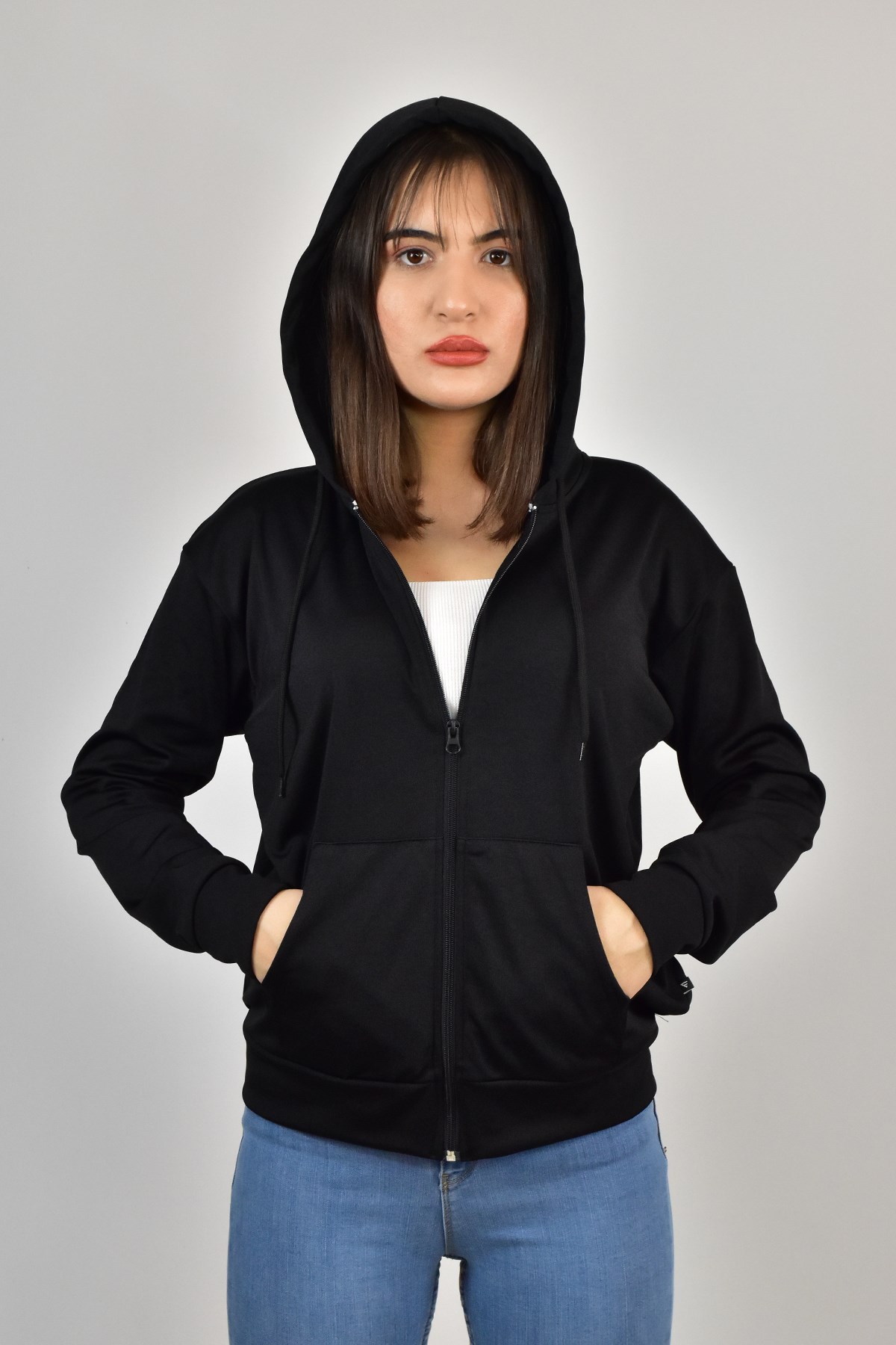 FİHA/GORGA-5003 KADIN AKAT ŞARDONLU KAPŞ. FERM. SWEATSHİRT