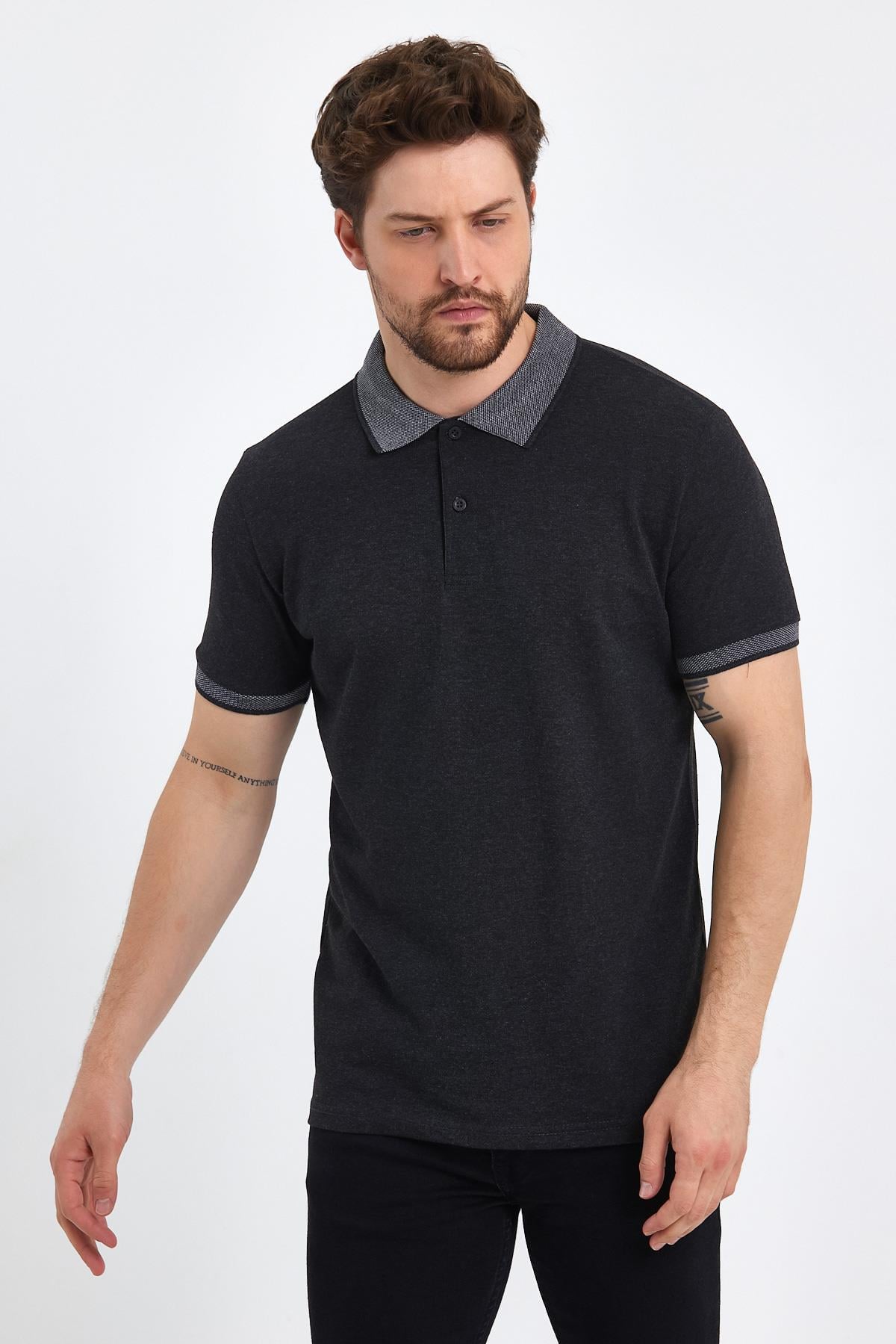FİHA/OBUZ-8896-ERKEK POLO YAKA T-SHIRT - ANTRASİT