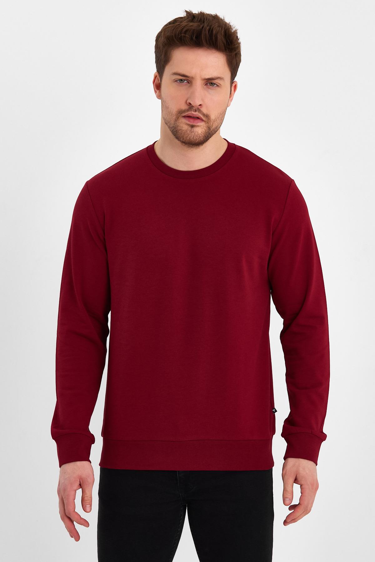 FİHA/ŞEBEK-9025 ERKEK LİKRALİ 3İPLİK SIFIR YAKA SWEAT - BORDO 