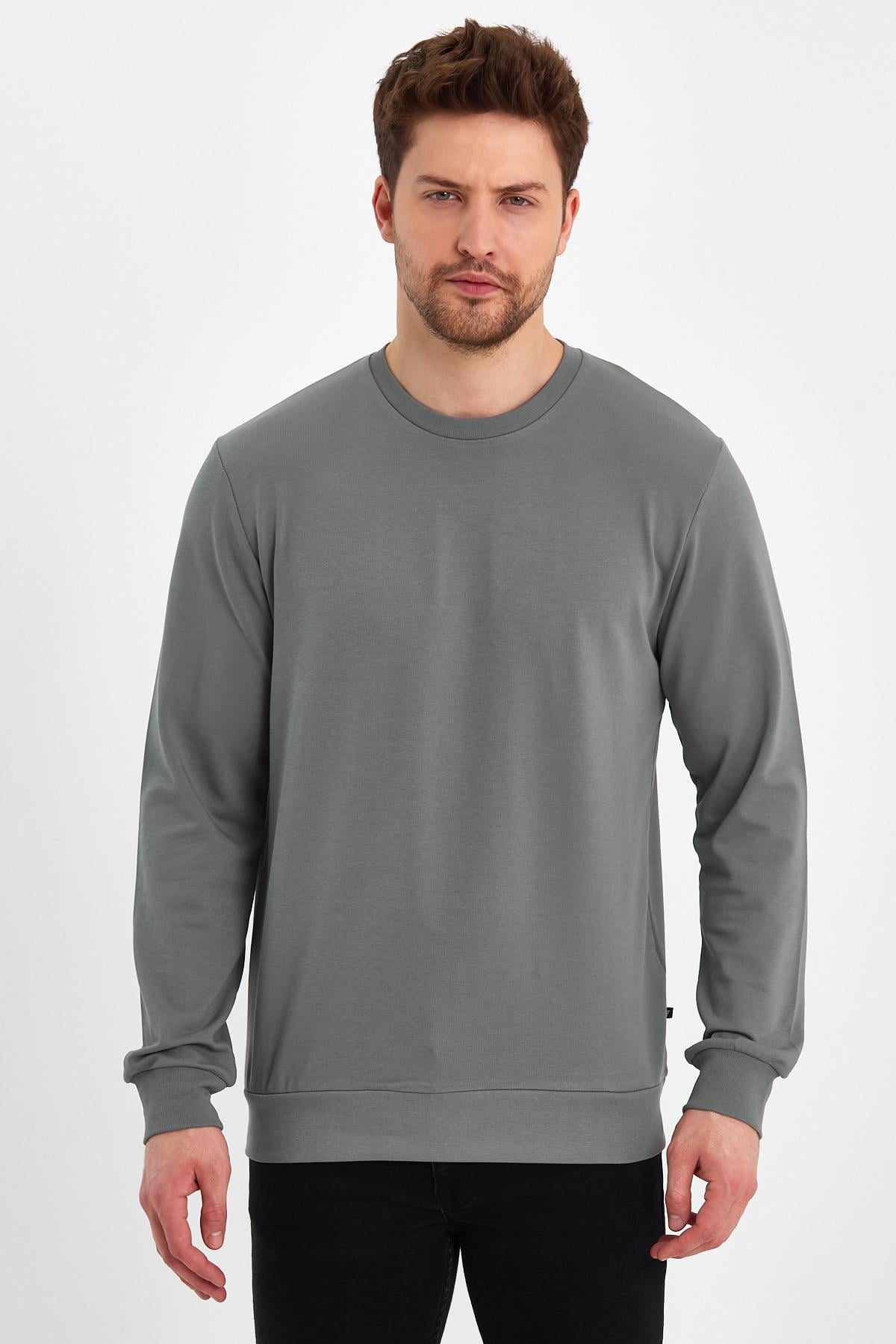 FİHA/ŞEBEK-9025 ERKEK LİKRALİ  SIFIR YAKA SWEAT - VİZON