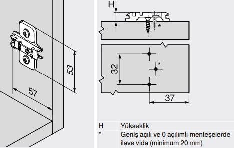 Blum Clip Kör Kapak Menteşe Tabanı H:3 mm