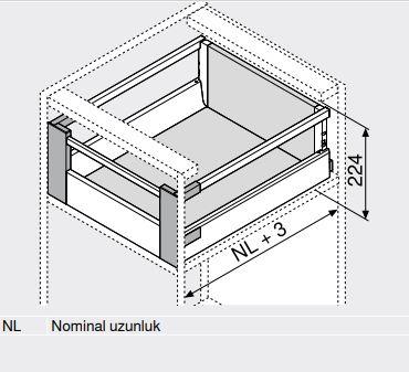 Blum TDBX Antaro Çekmece Yanı 65 cm Sağ Sol Gri