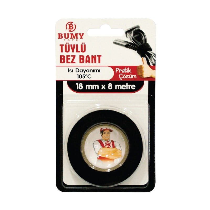 DiğerBumy Tüylü Bez Bant Siyah 18mm*8 Mt