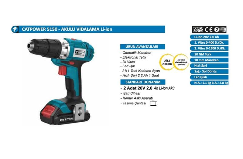 Catpower 5150 Akülü Vidalama Li-ion