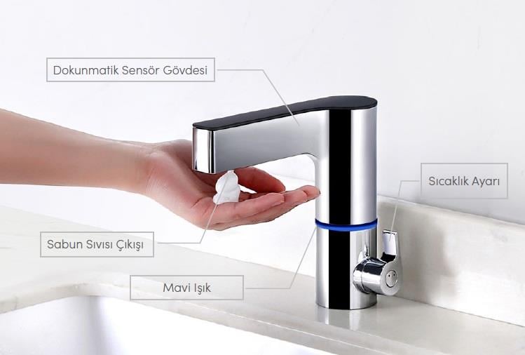 CERASTYLECerastyle Mona Sensörlü Lavabo Bataryası Sabunlu