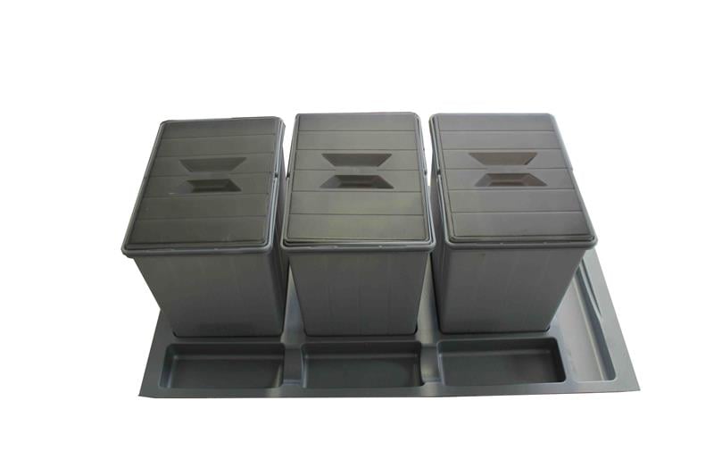 Çöp Kovası Çek. İçi Manuel 16+16+16 LT 90Mod.M.Gri