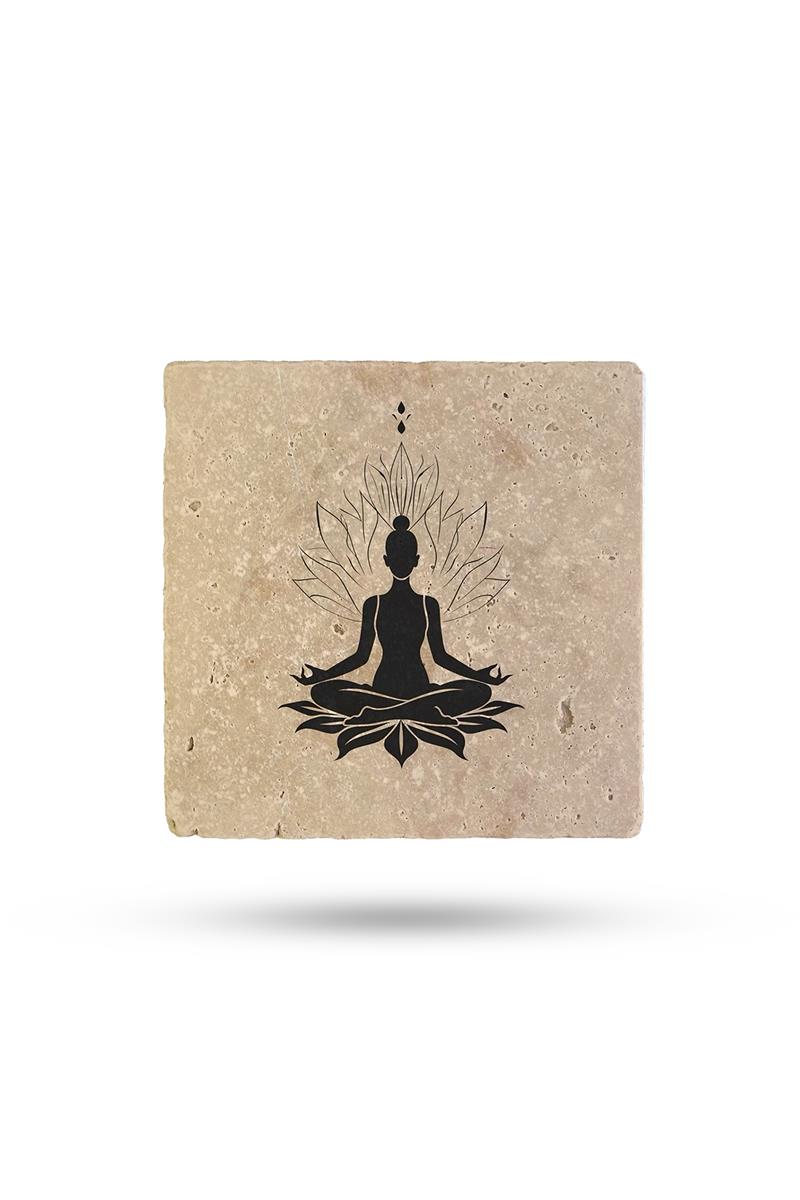 BEGOLONİDoğal Taş Bardak Altlığı Yoga 10*10cm