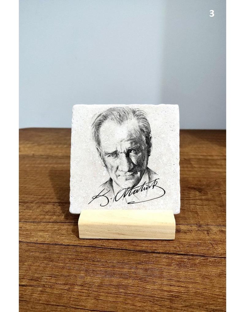 Doğal Taş Masa Dekoru Atatürk