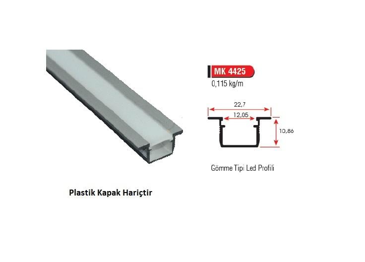 DiğerGömme Led Profili Tırnaklı 3 Mt MK4425