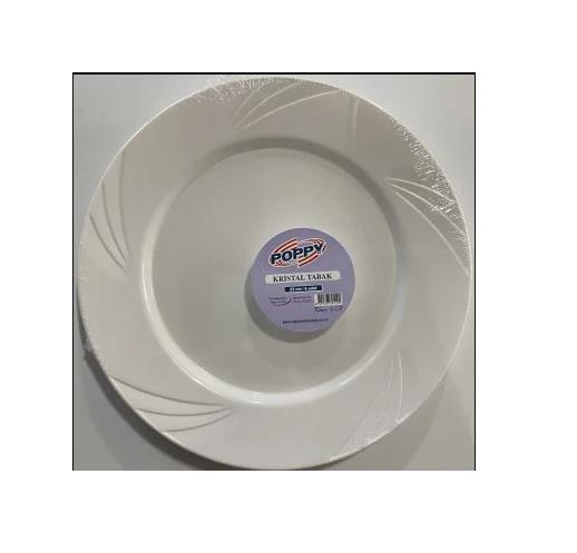 Kristal Tabak 230 mm Beyaz 