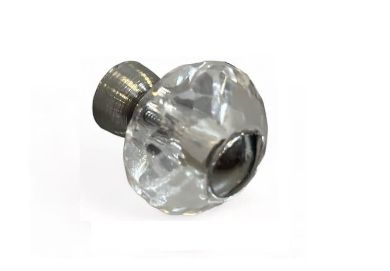 Kulp Kristal Naturel Düğme Krom 30MM Şeffaf