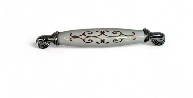 Kulp Polimer Sude Düz Ayak 128mm Krom Desen Beyaz