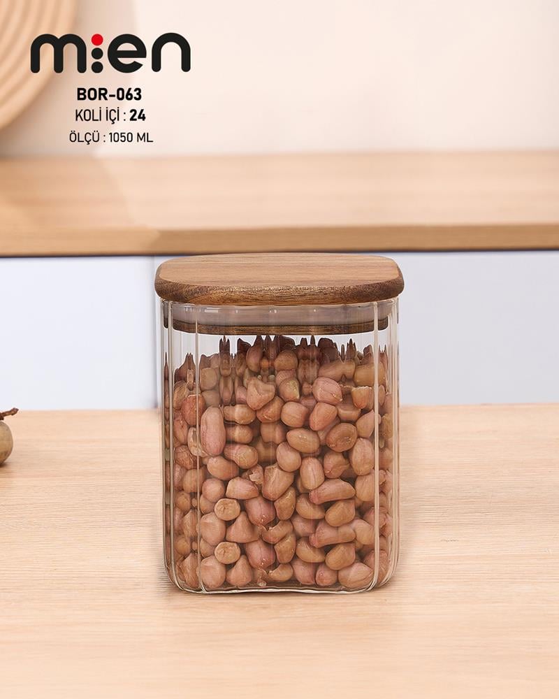 DiğerLine Kare Cam Kavanoz 1050 ml