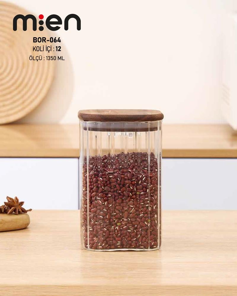 DiğerLine Kare Cam Kavanoz 1350 ml