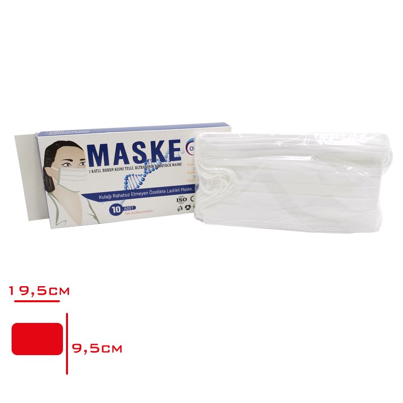 DiğerMaske 3 Katlı Burun Kısmı Telli 10 lu pk
